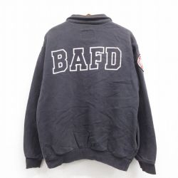 XL★古着 長袖 ハーフジップ スウェット メンズ 90年代 90s BAFD USA製 黒 ブラック 【spe】 25sep06 中古 スエット トレーナー トップス