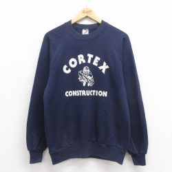 M★古着 ジャージーズ 長袖 スウェット メンズ 80年代 80s CORTEX ラグラン クルーネック USA製 紺 ネイビー 25sep06 中古 スエット トレーナー トップス