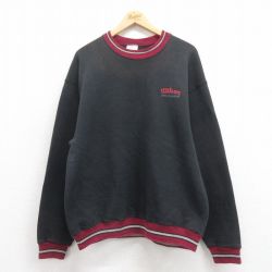 L★古着 ウィルソン 長袖 スウェット メンズ 90年代 90s ワンポイントロゴ クルーネック USA製 黒他 ブラック 25sep06 中古 スエット トレーナー トップス