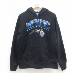 XL★古着 長袖 スウェット パーカー メンズ NBA オーランドマジック 黒 ブラック バスケットボール 25sep06 中古 スエット トレーナー トップス