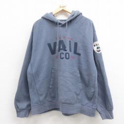 XL★古着 MVスポーツ 長袖 スウェット パーカー メンズ 00年代 00s VAIL 大きいサイズ 薄紺 ネイビー 25sep06 中古 スエット トレーナー トップス