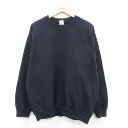 XL★古着 長袖 スウェット メンズ 00年代 00s 無地 クルーネック 黒系 ブラック 25sep06 中古 スエット トレーナー トップス