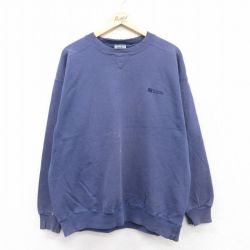 XL★古着 ラッセル 長袖 スウェット メンズ 90年代 90s ワンポイントロゴ クルーネック USA製 紺 ネイビー 【spe】 25sep06 中古 スエット トレーナー トップス