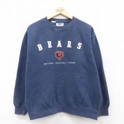 XL★古着 リー Lee 長袖 スウェット メンズ 00年代 00s NFL シカゴベアーズ クルーネック 紺 ネイビー アメフト スーパーボウル 25sep06 中古 スエット トレーナー トップス