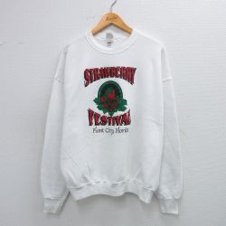 フルーツオブザルーム 90s 長袖スウェット いちごフェスティバル ホワイト XL | 古着
