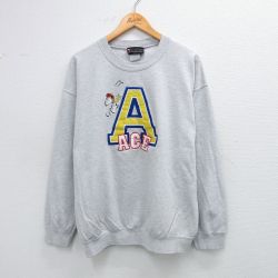 L★古着 長袖 スウェット メンズ 00年代 00s ピーナッツ スヌーピー SNOOPY ACE クルーネック 薄グレー 霜降り 【spe】 25sep06 中古 スエット トレーナー トップス