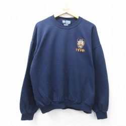 XL★古着 長袖 スウェット メンズ 00年代 00s NYPD ポリス 大きいサイズ コットン 紺 ネイビー 25sep06 中古 スエット トレーナー トップス