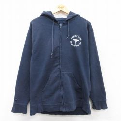 M★古着 ジャンスポーツ 長袖 フルジップ スウェット パーカー メンズ 00年代 00s PENN 紺 ネイビー 25sep08 中古 スエット トレーナー トップス