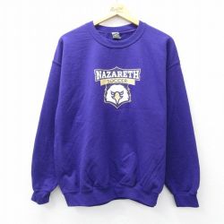 L★古着 長袖 スウェット メンズ NAZARETH クルーネック 紫 パープル 25sep08 中古 スエット トレーナー トップス