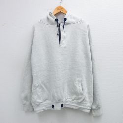 XL★古着 長袖 ハーフジップ スウェット パーカー メンズ 00年代 00s 無地 大きいサイズ 薄グレー 霜降り 25sep08 中古 スエット トレーナー トップス