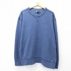 XL★古着 ラルフローレン Ralph Lauren 長袖 ブランド スウェット メンズ 90年代 90s ワンポイントロゴ 大きいサイズ クルーネック 紺 ネイビー 25sep08 中古 スエット トレーナー トップス