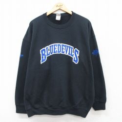 XL★古着 フルーツオブザルーム 長袖 スウェット メンズ 00年代 00s BLUEDEVILS 大きいサイズ クルーネック 黒 ブラック 25sep09 中古 スエット トレーナー トップス