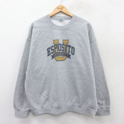 XL★古着 長袖 スウェット メンズ 00年代 00s ESPOSITO 大きいサイズ クルーネック グレー 霜降り 25sep09 中古 スエット トレーナー トップス