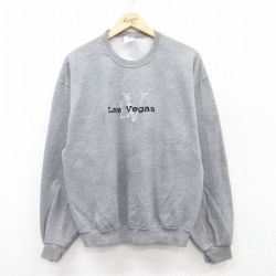 L★古着 ジャージーズ 長袖 スウェット メンズ 00年代 00s ラスベガス 刺繍 クルーネック グレー 霜降り 25sep09 中古 スエット トレーナー トップス
