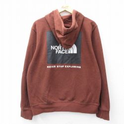 XL★古着 ノースフェイス THE NORTH FACE 長袖 スウェット パーカー メンズ ビッグロゴ 茶 ブラウン 25sep09 中古 スエット トレーナー トップス