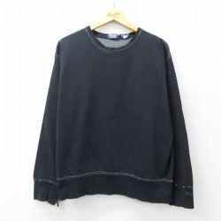 XL★古着 ラルフローレン Ralph Lauren 長袖 ブランド スウェット メンズ 90年代 90s 無地 ボロ クルーネック 黒 ブラック 【spe】 25sep09 中古 スエット トレーナー トップス