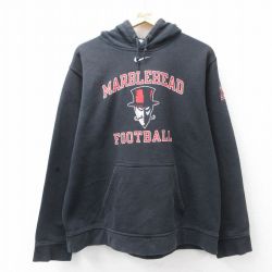XL★古着 ナイキ NIKE 長袖 スウェット パーカー メンズ MARBLE HEAD 黒 ブラック 25sep09 中古 スエット トレーナー トップス