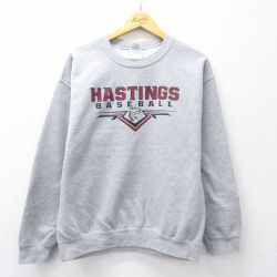 L★古着 長袖 スウェット メンズ 00年代 00s HASTINGS バスケットボール クルーネック グレー 霜降り 25sep10 中古 スエット トレーナー トップス