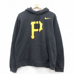 XL★古着 ナイキ NIKE 長袖 スウェット パーカー メンズ MLB ピッツバーグパイレーツ 黒 ブラック メジャーリーグ ベースボール 野球 25sep10 中古 スエット トレーナー トップス