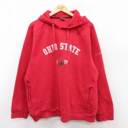 【20%OFF】XL★古着 コロンビア COLUMBIA 長袖 スウェット パーカー メンズ 00年代 00s オハイオ ラグラン 赤 レッド 25sep10 中古 スエット トレーナー トップス
