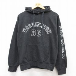 【20%OFF】M★古着 長袖 スウェット パーカー メンズ ワシントンDC 濃グレー 霜降り 25sep10 中古 スエット トレーナー トップス