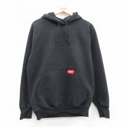 XL★古着 長袖 スウェット パーカー メンズ milwaukee 黒 ブラック 25sep10 中古 スエット トレーナー トップス