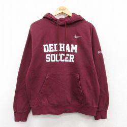 L★古着 ナイキ NIKE 長袖 スウェット パーカー メンズ DEDHAM サッカー エンジ 25sep10 中古 スエット トレーナー トップス