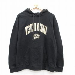 XL★古着 長袖 スウェット パーカー メンズ WESTERN ミシガン 黒 ブラック 25sep10 中古 スエット トレーナー トップス