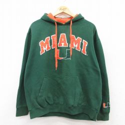 XL★古着 長袖 スウェット パーカー メンズ マイアミ 大きいサイズ 緑 グリーン 25sep10 中古 スエット トレーナー トップス