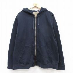 XL★古着 エルエルビーン LLBEAN 長袖 フルジップ スウェット パーカー メンズ 00年代 00s 無地 大きいサイズ 濃紺 ネイビー 【spe】 25sep10 中古 スエット トレーナー トップス