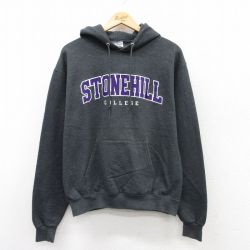 M★古着 チャンピオン Champion 長袖 スウェット パーカー メンズ STONEHILL 濃グレー 霜降り 25sep10 中古 スエット トレーナー トップス