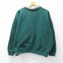 XL★古着 長袖 スウェット メンズ 00年代 00s 無地 大きいサイズ タートルネック ハイネック 緑他 グリーン 25sep11 中古 スエット トレーナー トップス