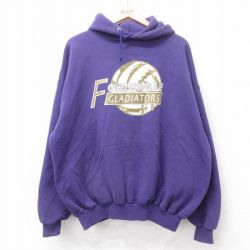 【20%OFF】XL★古着 ジャージーズ 長袖 スウェット パーカー メンズ 00年代 00s FOWLERVILLE 大きいサイズ 紫 パープル 25sep11 中古 スエット トレーナー トップス