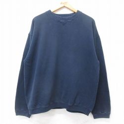 【20%OFF】XL★古着 チャンピオン champion 長袖 スウェット メンズ 00年代 00s 無地 クルーネック 紺 ネイビー 25sep11 中古 スエット トレーナー トップス