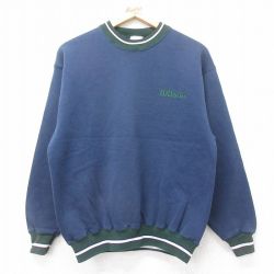 M★古着 ウィルソン 長袖 スウェット メンズ 00年代 00s ワンポイントロゴ クルーネック 紺他 ネイビー 25sep11 中古 スエット トレーナー トップス