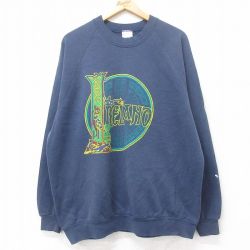 XL★古着 スクリーンスターズ 長袖 スウェット メンズ 90年代 90s アイルランド ラグラン 大きいサイズ クルーネック アイルランド製 紺 ネイビー 25sep12 中古 スエット トレーナー トップス