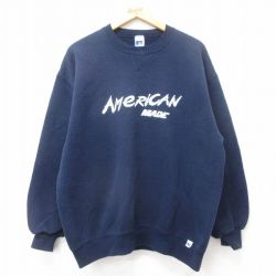 XL★古着 ラッセル 長袖 スウェット メンズ 90年代 90s AMERICAN CORVETTE クルーネック USA製 紺 ネイビー 【spe】 25sep12 中古 スエット トレーナー トップス