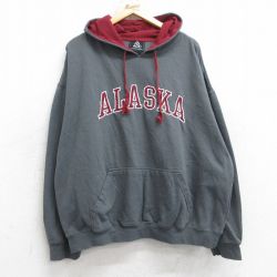 XL★古着 長袖 スウェット パーカー メンズ アラスカ 大きいサイズ 濃グレー 25sep12 中古 スエット トレーナー トップス