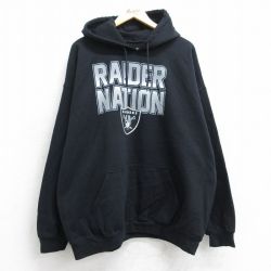 XL★古着 長袖 スウェット パーカー メンズ NFL ラスベガスレイダース 大きいサイズ 黒 ブラック アメフト スーパーボウル 25sep12 中古 スエット トレーナー トップス