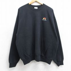 XL★古着 ヘインズ Hanes 長袖 スウェット メンズ 00年代 00s ウェルズファーゴ 大きいサイズ クルーネック 黒 ブラック 25sep12 中古 スエット トレーナー トップス