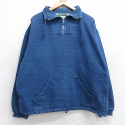 XL★古着 リーバイス Levis 長袖 ハーフジップ スウェット メンズ 00年代 00s 無地 大きいサイズ 紺 ネイビー 【spe】 25sep12 中古 スエット トレーナー トップス