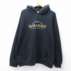 XL★古着 長袖 スウェット パーカー メンズ 00年代 00s ウォーレン フットボール 大きいサイズ 黒 ブラック 【spe】 25sep13 中古 スエット トレーナー トップス