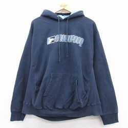 XL★古着 STEVE&BARRYS 長袖 スウェット パーカー メンズ 00年代 00s Snowcross 刺繍 大きいサイズ 紺 ネイビー 25sep13 中古 スエット トレーナー トップス
