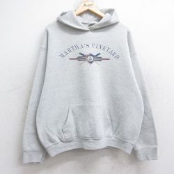 XL★古着 フルーツオブザルーム 長袖 スウェット パーカー メンズ 90年代 90s マーサズビンヤード USA製 薄グレー 霜降り 25sep13 中古 スエット トレーナー トップス