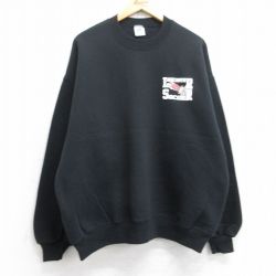 XL★古着 ジャージーズ 長袖 スウェット メンズ 90年代 90s ランカスター サッカー クルーネック USA製 黒 ブラック 25sep13 中古 スエット トレーナー トップス