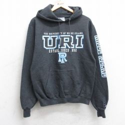 S★古着 チャンピオン Champion 長袖 スウェット パーカー メンズ ロードアイランド 大学 濃グレー 霜降り 25sep16 中古 スエット トレーナー トップス