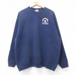 【20%OFF】XL★古着 フルーツオブザルーム 長袖 スウェット メンズ 00年代 00s CHILDRENS クルーネック 紺 ネイビー 25sep16 中古 スエット トレーナー トップス