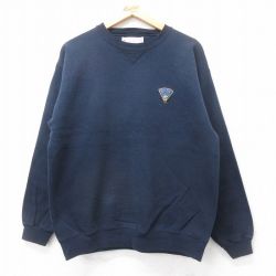 L★古着 長袖 スウェット メンズ 90年代 90s ポリス クルーネック USA製 紺 ネイビー 25sep16 中古 スエット トレーナー トップス