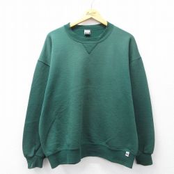 XL★古着 ラッセル 長袖 スウェット メンズ 90年代 90s 無地 クルーネック USA製 緑 グリーン 【spe】 25sep17 中古 スエット トレーナー トップス