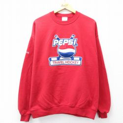 XL★古着 ジャージーズ 長袖 スウェット メンズ 00年代 00s ペプシ ホッケー クルーネック 赤 レッド 25sep17 中古 スエット トレーナー トップス
